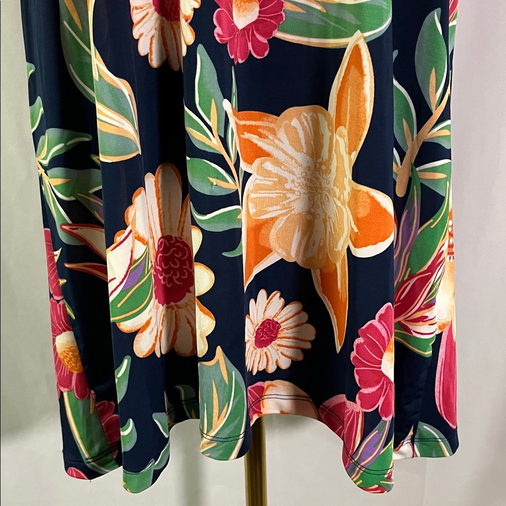 Beach Break Navy Multicolor Floral Sleeveless V-Neck Beach Dress Swim Coverup - Picture 8 of 15